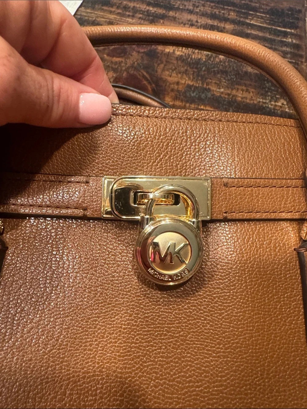 Michael Kors Tan Leather Satchel with Gold Hardware